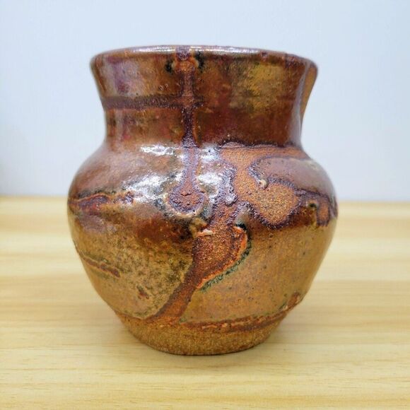 Tom Gray Pottery “TGP” Studio Vase • Seagrove NC • Rustic Earth Tone-Glazed - Picture 12 of 12
